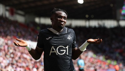 150826 - Stoke City v Swansea City, EFL Sky Bet Championship - Joseph Opoku of Swansea City celebrates after scoring goal
