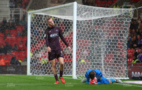 180918 - Stoke City v Swansea City - SkyBet Championship - Dejected Oliver McBurnie of Swansea City