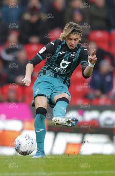 250120 - Stoke City v Swansea City - Sky Bet Championship - Conor Gallagher  of Swansea   