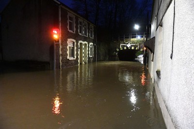 160220 - South Wales Flooding during Storm Dennis - Flood water in Pontypridd, South Wales