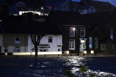 160220 - South Wales Flooding during Storm Dennis - Flood water in Pontypridd, South Wales