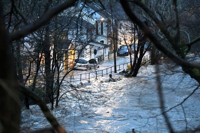 160220 - South Wales Flooding during Storm Dennis - Flood water in Pontypridd, South Wales