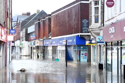 160220 - South Wales Flooding during Storm Dennis - Flood water in Pontypridd, South Wales