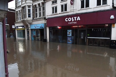 160220 - South Wales Flooding during Storm Dennis - Flood water in Pontypridd, South Wales