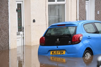 160220 - South Wales Flooding during Storm Dennis - Flood water in Pontypridd, South Wales