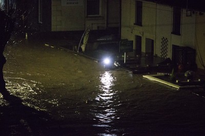 160220 - Picture shows the River Taff at Pontypridd, South Wales, Near Cardiff which has flooded its banks and peoples homes in the town