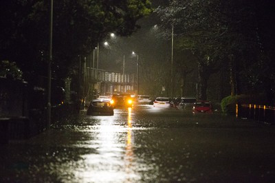 160220 - Picture shows the River Taff at Pontypridd, South Wales, Near Cardiff which has flooded its banks and peoples homes in the town