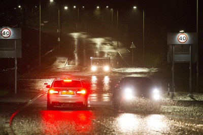 160220 - Picture shows the River Taff at Pontypridd, South Wales, Near Cardiff which has flooded its banks and peoples homes in the town