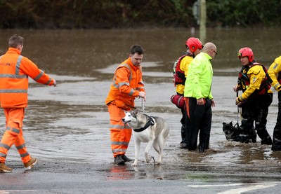 160220 -  Emergency services rescue residents and their dog in Treforest, South Wales