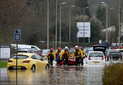 160220 -  Emergency services rescue residents and their pets from flooding caused by Storm Dennis in Treforest, South Wales