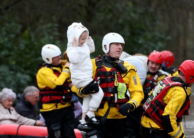 160220 -  Emergency services rescue residents and their pets from flooding caused by Storm Dennis in Treforest, South Wales