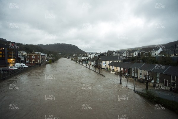 160220 - Picture shows the River Taff at Pontypridd, South Wales, Near Cardiff which has flooded peoples homes as Storm Dennis hits the region