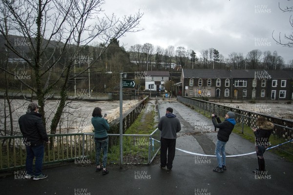 160220 - Picture shows the River Taff at Pontypridd, South Wales, Near Cardiff which has flooded peoples homes as Storm Dennis hits the region