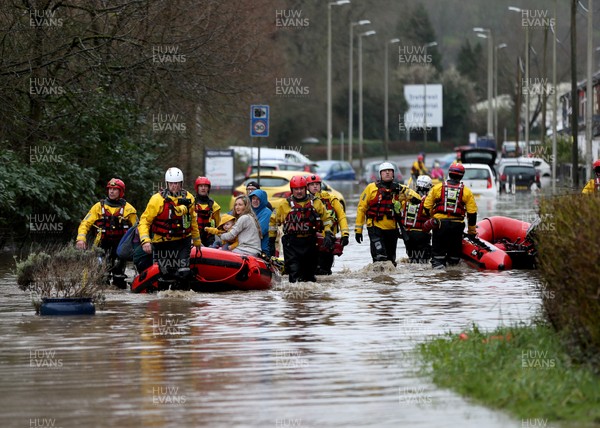 160220 -  Emergency services rescue residents and their pets from flooding caused by Storm Dennis in Treforest, South Wales