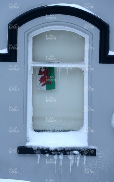 020318 - Weather - A frozen window in Penarth near Cardiff, South Wales after being hit by Storm Emma