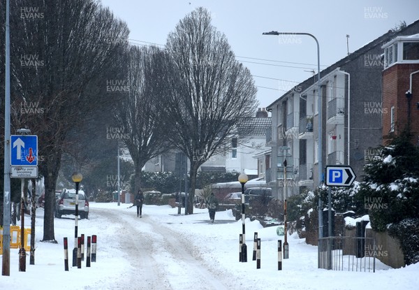 020318 - Storm Emma, Cardiff -  More pedestrians than cars on the roads in Llanishen, Cardiff 