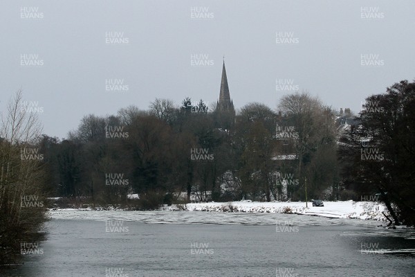 020318 - Storm Emma South Wales - Llandaff weir is partially frozen as storm Emma takes hold