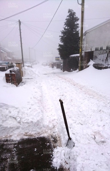 030318 - Weather - Streets blocked by snow drifts in Ebbw Vale, South Wales after being hit by Storm Emma
