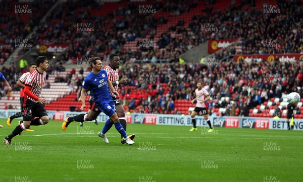 230917 - Sunderland v Cardiff City - Sky Bet Championship - Craig Bryson of Cardiff City puts his side 1-0 up