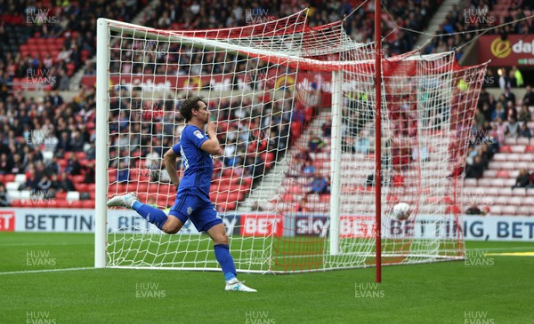 230917 - Sunderland v Cardiff City - Sky Bet Championship - Craig Bryson of Cardiff City celebrates after putting his side 1-0 up