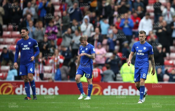 230917 - Sunderland v Cardiff City - Sky Bet Championship - Cardiff City players after conceding the penalty kick goal