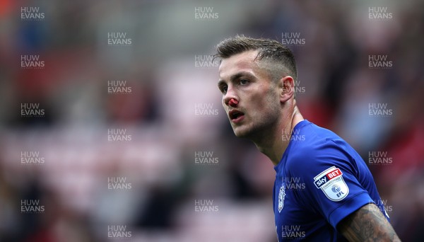 230917 - Sunderland v Cardiff City - Sky Bet Championship - Joe Ralls of Cardiff City with bloody nose