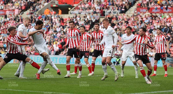 120425 - Sunderland v Swansea City - Sky Bet Championship - Ben Cabango of Swansea pops the ball into the net to score the 1st goal of the match