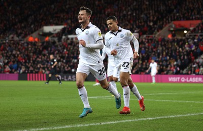 140123 - Sunderland v Swansea City - Sky Bet Championship -  Liam Cullen of Swansea City celebrates after putting his side 2-1 up