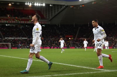 140123 - Sunderland v Swansea City - Sky Bet Championship -  Liam Cullen of Swansea City celebrates after putting his side 2-1 up