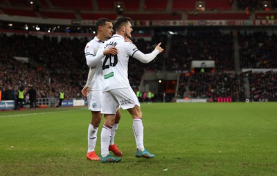 140123 - Sunderland v Swansea City - Sky Bet Championship -  Liam Cullen of Swansea City celebrates after putting his side 2-1 up