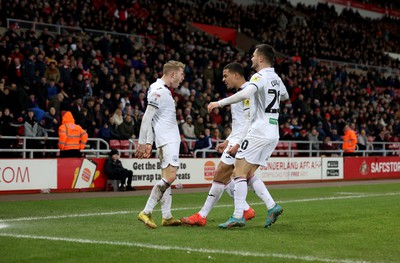 140123 - Sunderland v Swansea City - Sky Bet Championship -  Ollie Cooper of Swansea City celebrates after putting his side 3-1 up