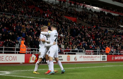 140123 - Sunderland v Swansea City - Sky Bet Championship -  Ollie Cooper of Swansea City celebrates after putting his side 3-1 up