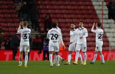 140123 - Sunderland v Swansea City - Sky Bet Championship -  Swansea City players after the final whistle