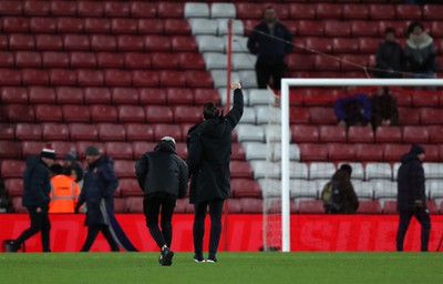 140123 - Sunderland v Swansea City - Sky Bet Championship -  Swansea City head coach Russell Martin salutes fans after the final whistle