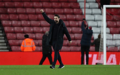 140123 - Sunderland v Swansea City - Sky Bet Championship -  Swansea City head coach Russell Martin salutes fans after the final whistle