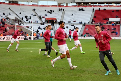 140123 - Sunderland v Swansea City - Sky Bet Championship - Swansea City players warm up