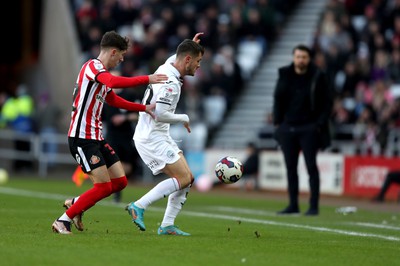 140123 - Sunderland v Swansea City - Sky Bet Championship - Trai Hume of Sunderland and Liam Cullen of Swansea City