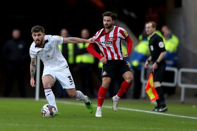 140123 - Sunderland v Swansea City - Sky Bet Championship - Patrick Roberts of Sunderland and Ryan Manning of Swansea City