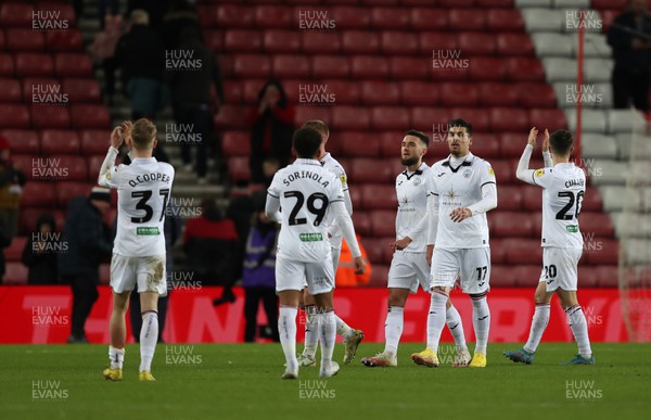140123 - Sunderland v Swansea City - Sky Bet Championship -  Swansea City players after the final whistle