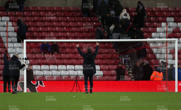 140123 - Sunderland v Swansea City - Sky Bet Championship -  Swansea City head coach Russell Martin salutes fans after the final whistle