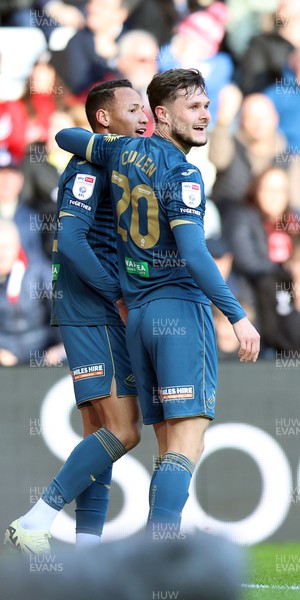 240224 - Sunderland v Swansea City - Sky Bet Championship - Ronald of Swansea celebrates with Liam Cullen  of Swansea after 1st goal of the match