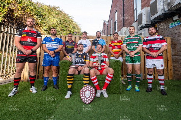 260826 - Super Rygbi Cymru Launch - Rhys Thomas (Aberavon), Corey Lewis (Bridgend), Billy McBryde (RGC), Ben Roach (Newport), Josh Phillips (Swansea), Joe Powell (Llandovery), Craig Hudd (Cardiff), Shaun Evans (Carmarthen Quins), Jonathan Evans (Ebbw Vale) and Scott Matthews (Pontypool)