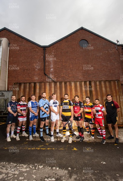 280825 - Super Rygbi Cymru Launch - Jonathan Lewis (Ebbw Vale), Owain James (Pontypool), Zac O�Driscoll (Bridgend), Craig Hudd (Cardiff), Josh Phillips (Swansea), Ben Roach (Newport), Joe Gage (Aberavon), Rhodri Davies (Carmarthen), Lee Rees (Llandovery) and Sam Williams (RGC)