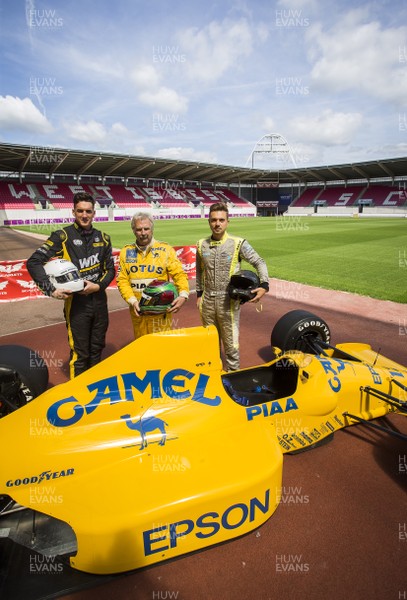 250718 - Picture shows drivers Brett Smith, Steve Griffith and Cameron Davies at the Superprix Launch, which is taking place at Parc y Scarlets in the summer of 2019