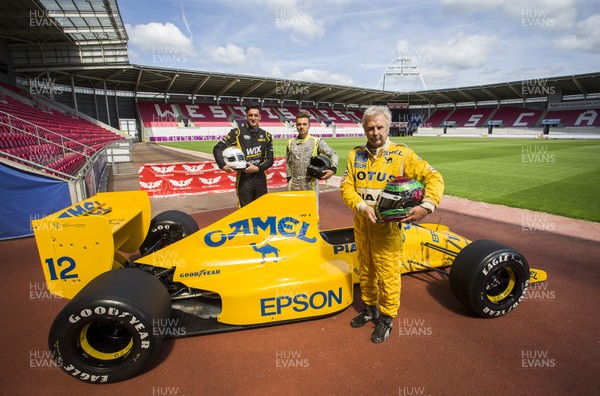 250718 - Picture shows drivers Brett Smith, Cameron Davies and Steve Griffith at the Superprix Launch, which is taking place at Parc y Scarlets in the summer of 2019