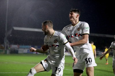 010124 - Sutton United v Newport County - Sky Bet League 2 - Shane McLoughlin of Newport County scores and celebrates