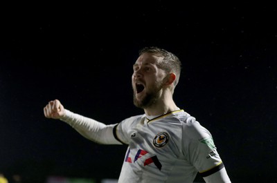 010124 - Sutton United v Newport County - Sky Bet League 2 - Shane McLoughlin of Newport County scores and celebrates