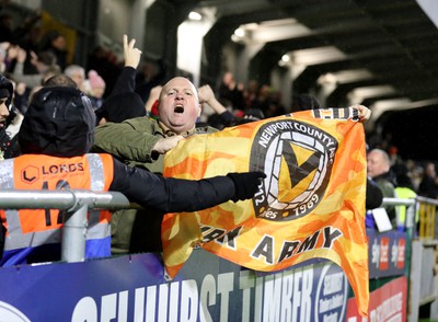 010124 - Sutton United v Newport County - Sky Bet League 2 - Newport County fans celebrate a goal