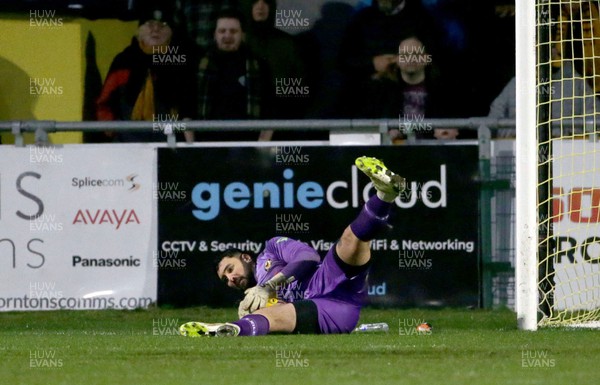 010124 - Sutton United v Newport County - Sky Bet League 2 - Nick Townsend of Newport County makes a save