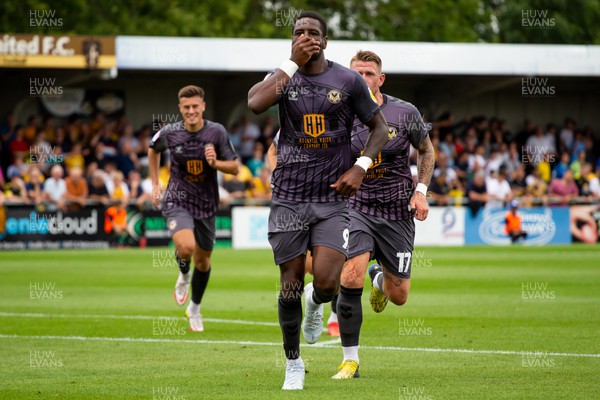 300722 - Sutton United v Newport County - Sky Bet League 2 - Omar Bogle of Newport County celebrates after scoring